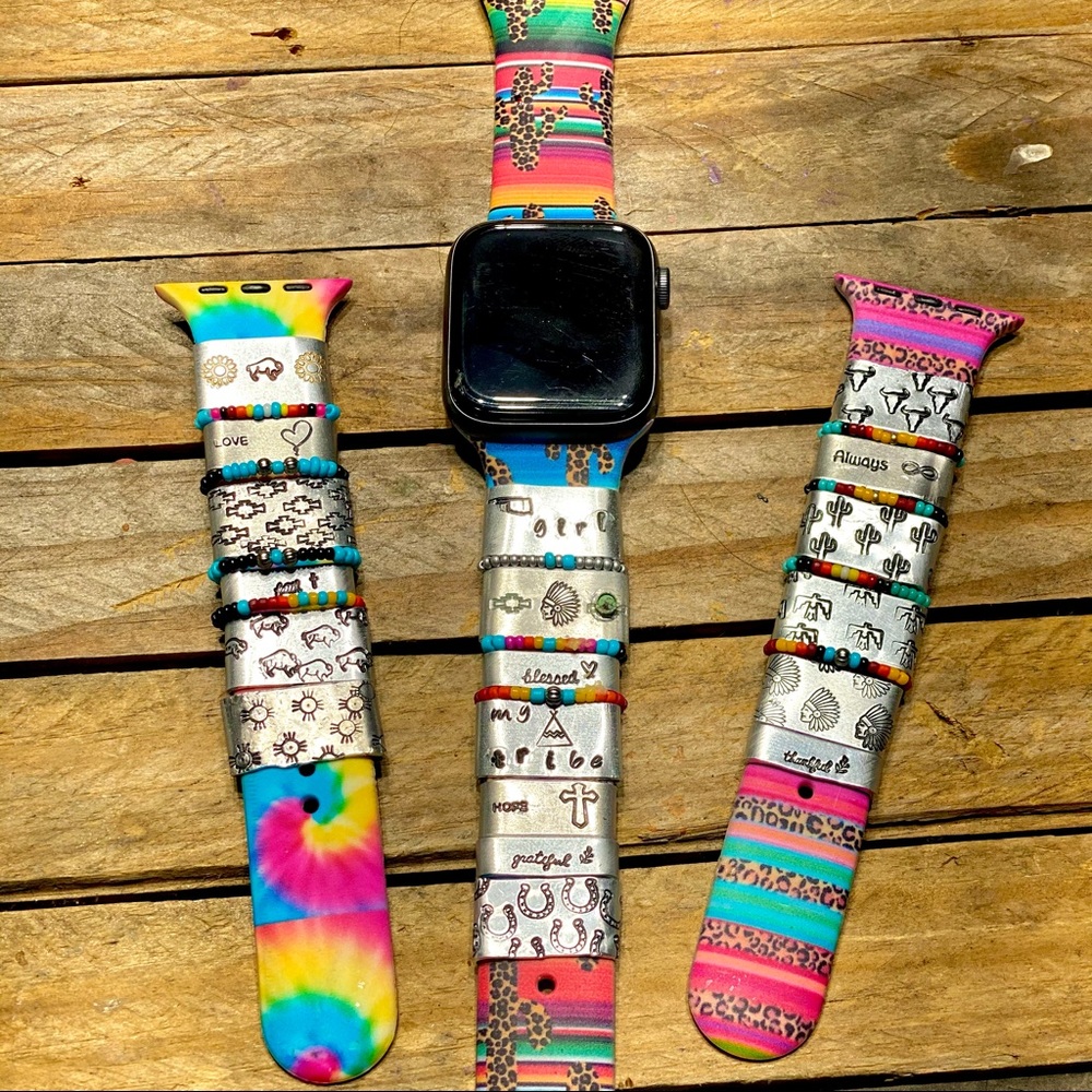 Hand Stamped Metal Words iWatch Cuffs